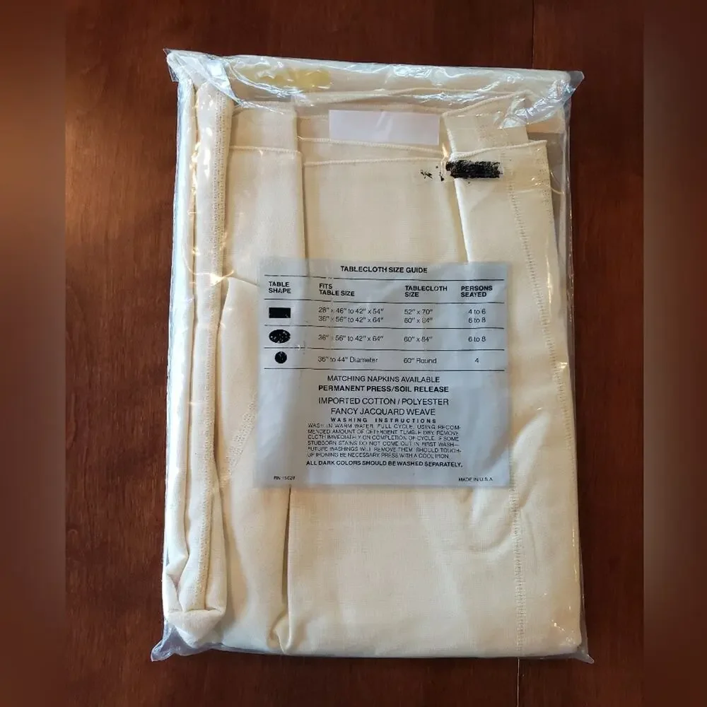 Bardwil Linens‎ vintage Elegance tablecloth new in package oblong 60x84 cream